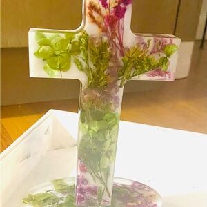 Floral Resin Cross Art Decor